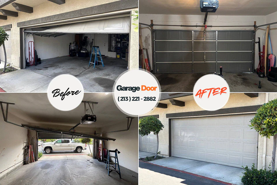 Before and after: garage door repair Belford, NJ